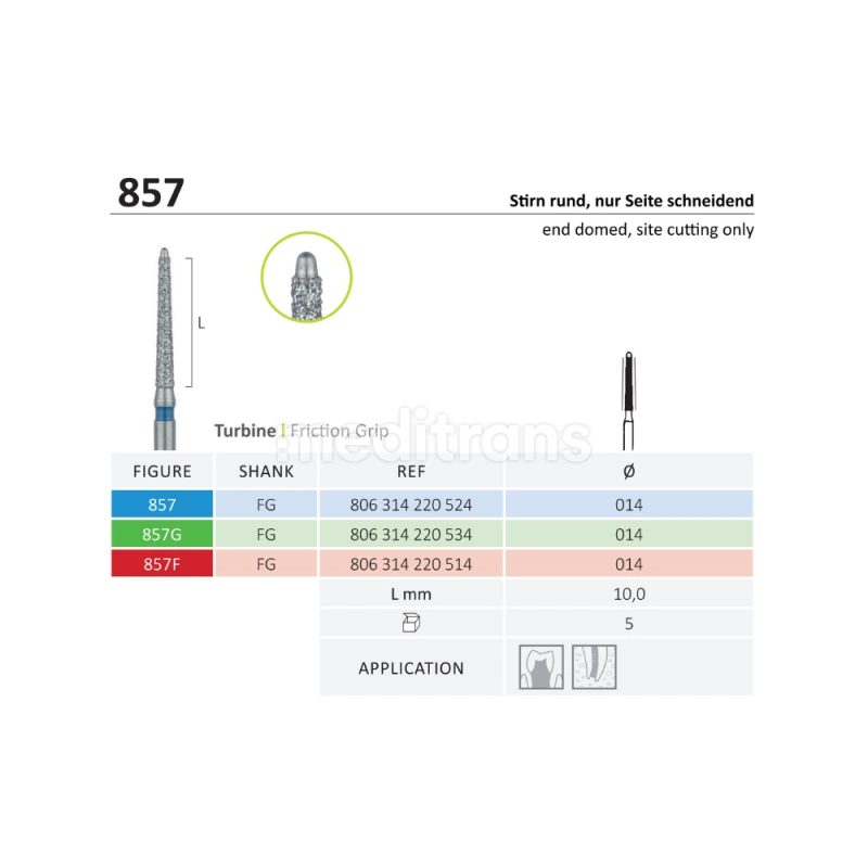 Алмазные сверла Jota 857 Endodontic Safe End 5 шт.