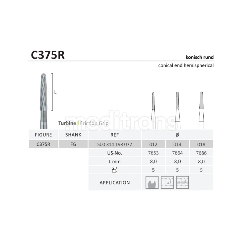 Jota Cone Finishing Burs-карбидный конус 5 шт.