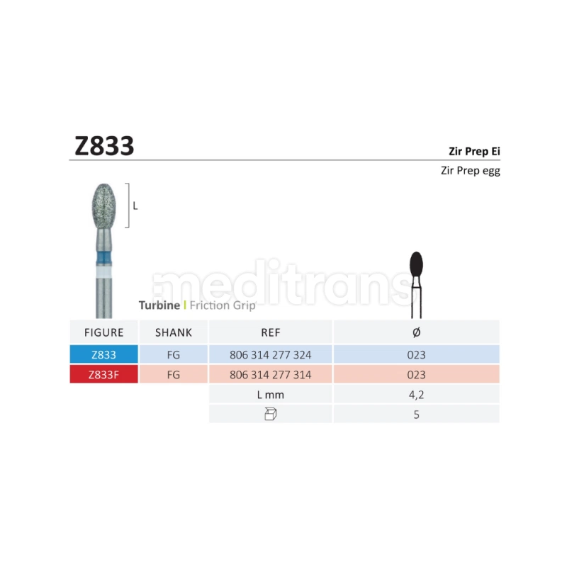 Jota Zir Prep Egg яйцо для циркония-алмазные сверла 5 шт