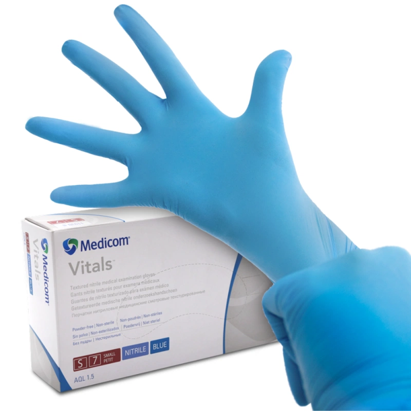 Нитриловые перчатки Vitals без порошка Blue Medicom 100 шт.