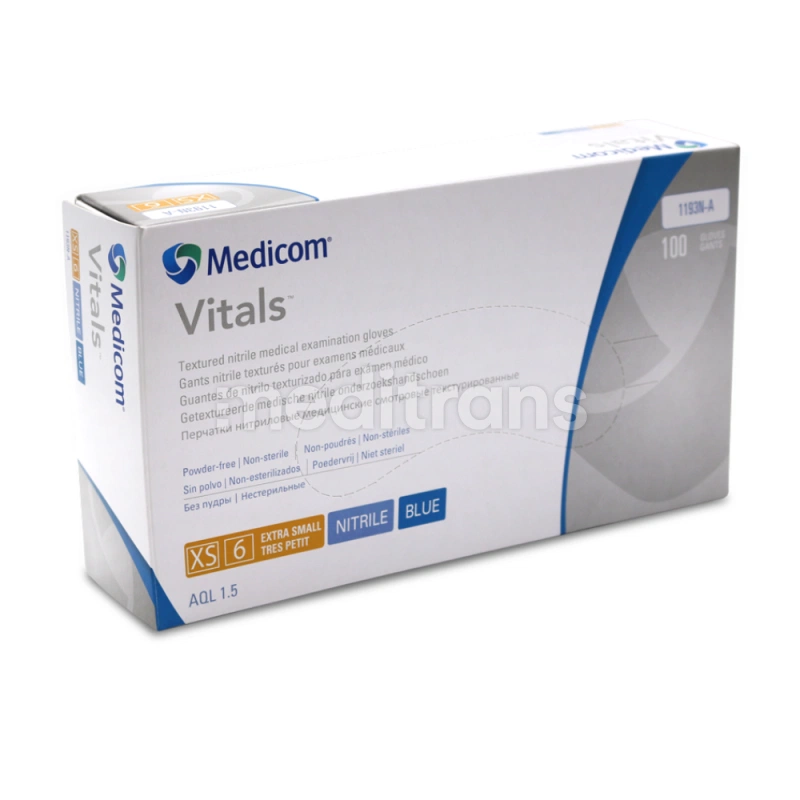 Нитриловые перчатки Vitals без порошка Blue Medicom 100 шт.