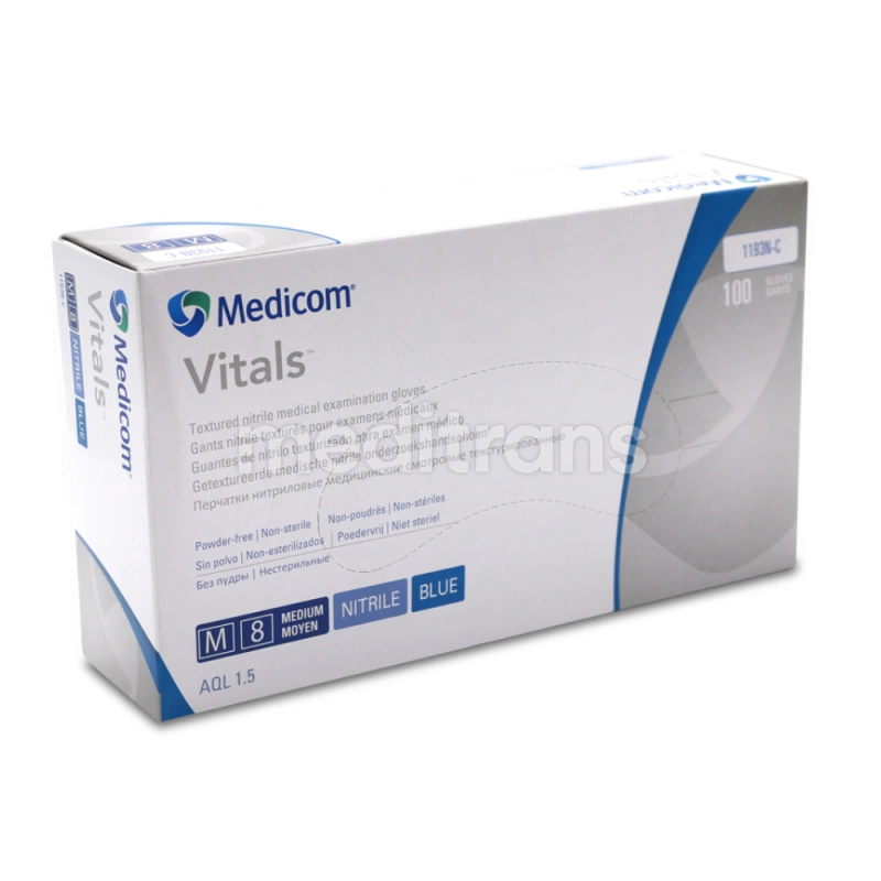 Нитриловые перчатки Vitals без порошка Blue Medicom 100 шт.