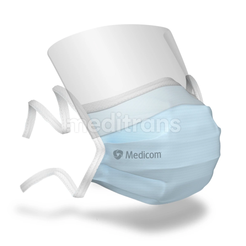 Медицинские маски с козырьком, завязанные Medicom 25 шт.