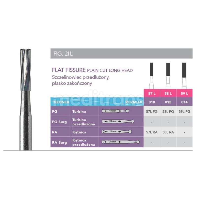 Твердосплавные сверла Prima Flat Fissure Long Head 10 шт.