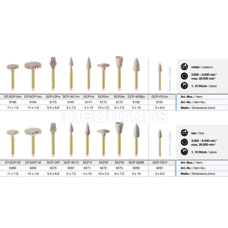 EVE полировщик DIACOMP PLUS TWIST SET 10 мм 6 шт.