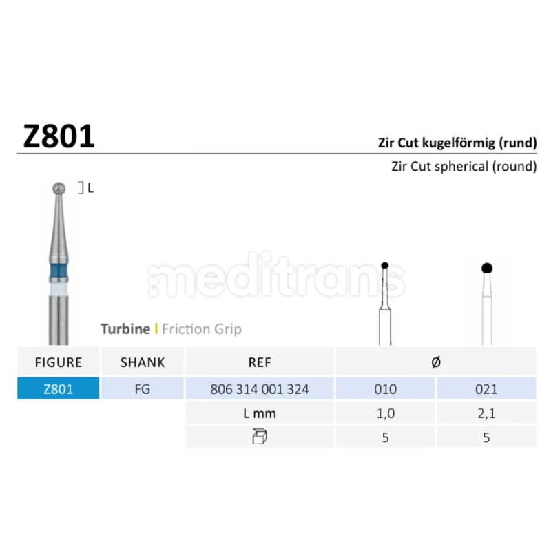 Jota Zir Prep круглый бриллиант синий 010 5 шт.