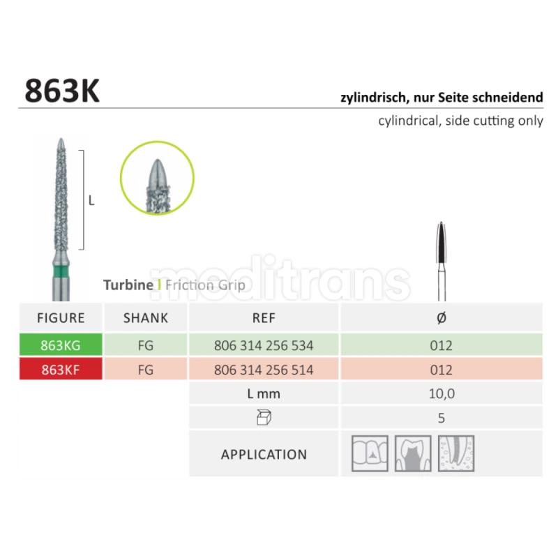 Алмазные сверла Jota Flame Side Cutting Only 5 шт.