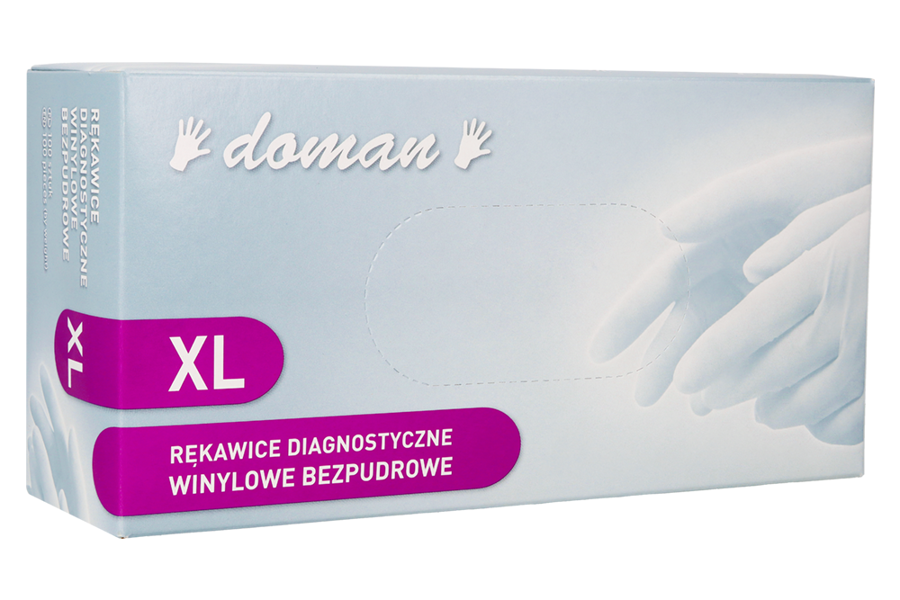 Перчатки виниловые неопудренные Doman, 100 шт.
