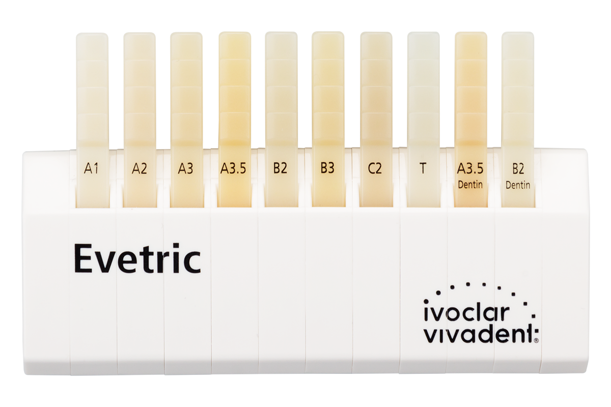 Расцветка композита Evetric Ivoclar Vivadent