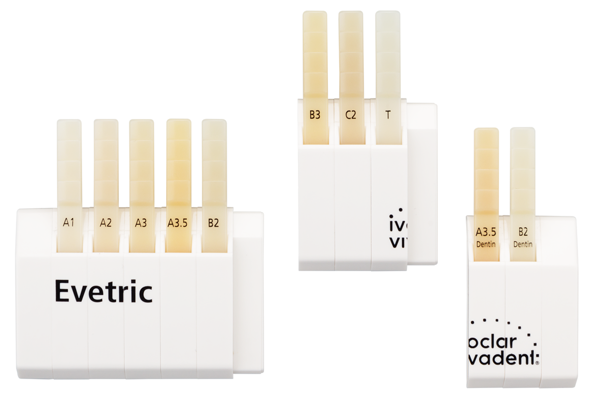 Расцветка композита Evetric Ivoclar Vivadent