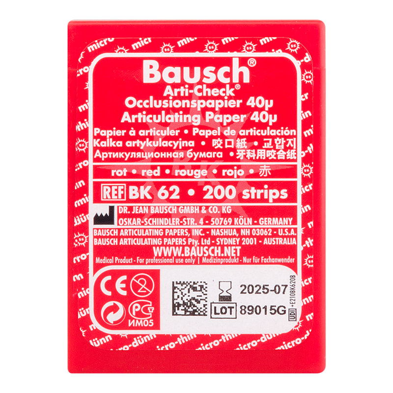 Калька в полосках 40 мкм красная, 200 шт. BK 62 Bausch.